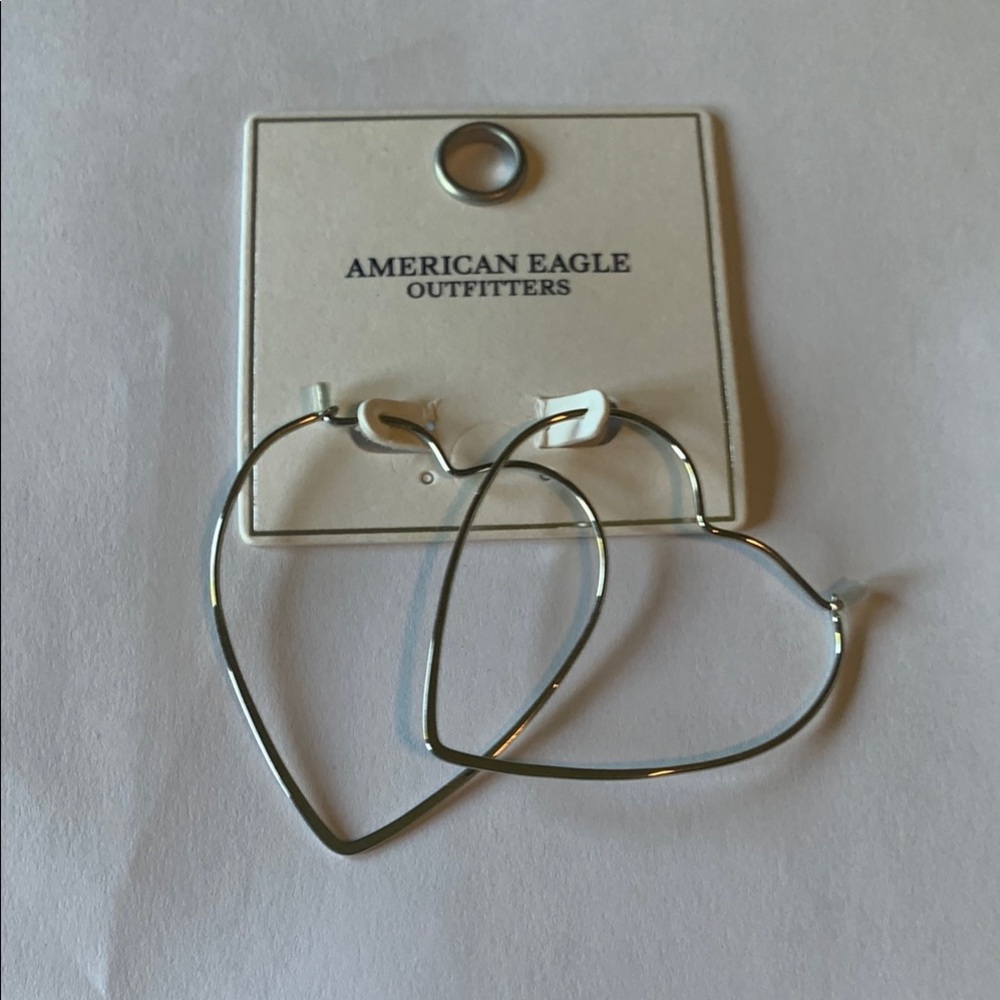 American Eagle Outfitters Silver Heart Hoop Earrings